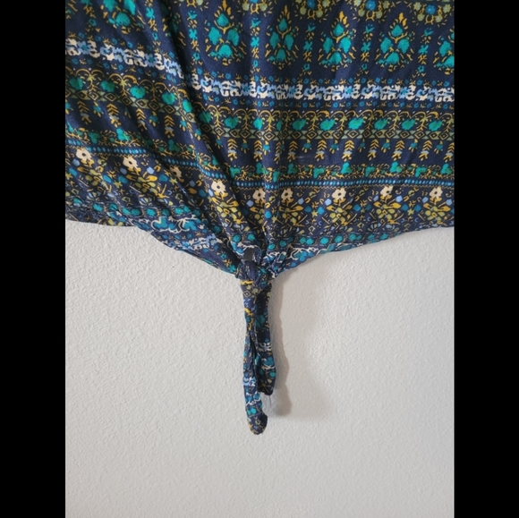 Mossimo Supply Co. Top, Blue and Gold Tribal Tie Front, Small - Picture 3 of 10